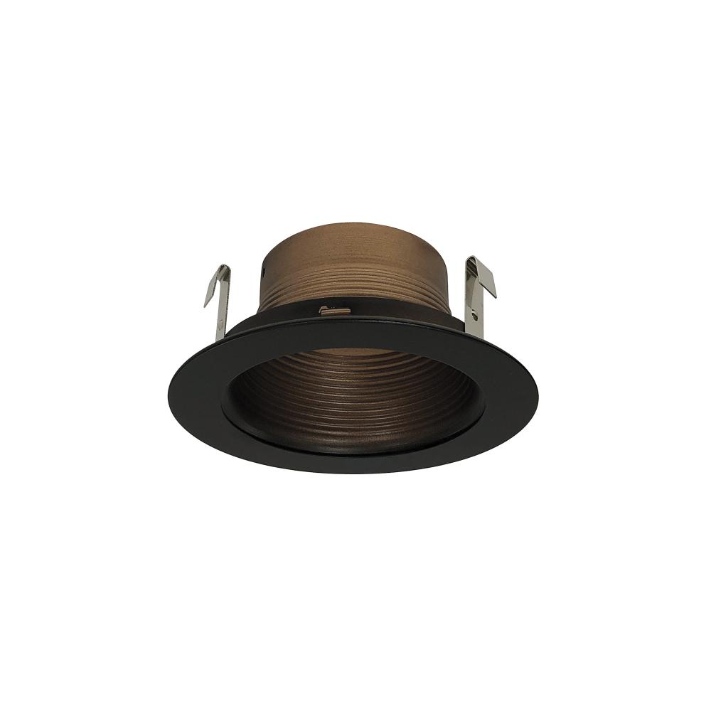 4" Bronze Stepped Metal Baffle Trim w/ Bronze Metal Ring