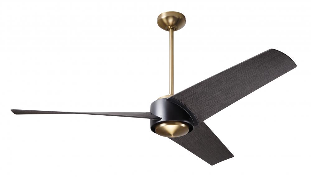 Ambit DC Fan- Satin Brass/Matte Black Finish; 56" Ebony Blades; No Light