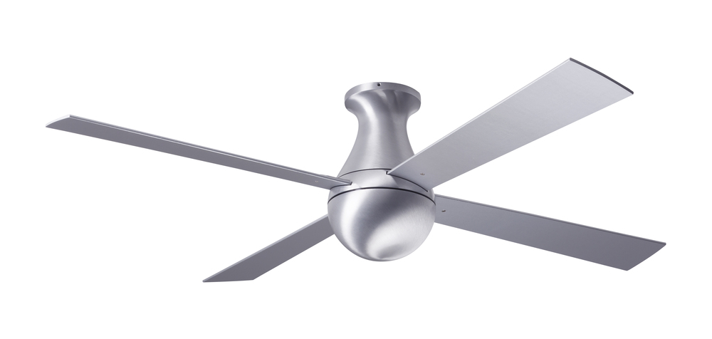 Ball Flush Fan; Brushed Aluminum Finish; 42" Aluminum Blades; No Light; Fan Speed and Light Cont