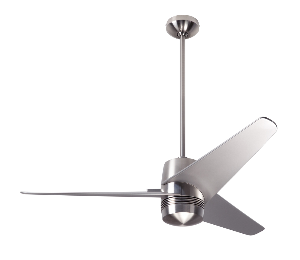 Velo DC Fan; Bright Nickel Finish; 48" Dark Blades; No Light; Wall/Remote Combo Control