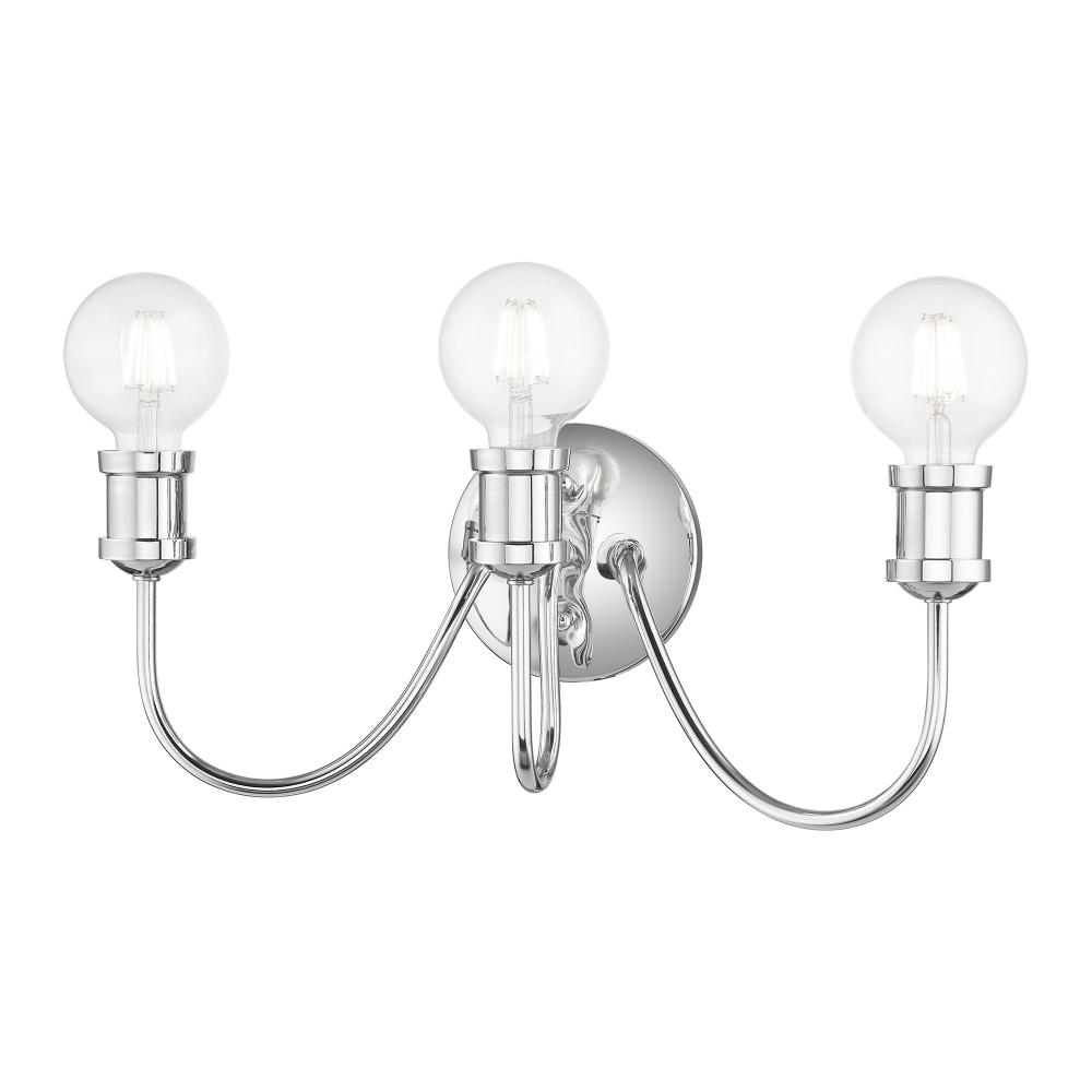 3 Light Polished Chrome Vanity Sconce