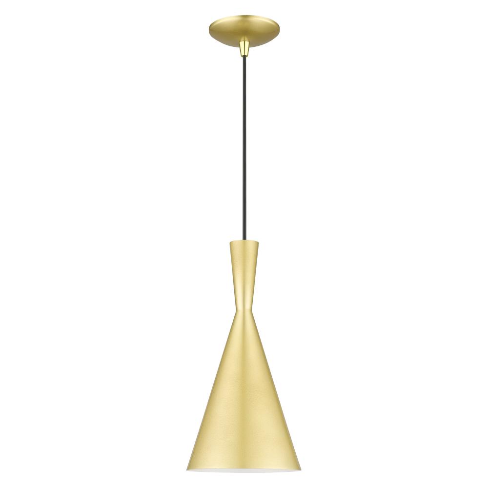 1 Light Soft Gold Pendant with Polished Brass Finish Accents