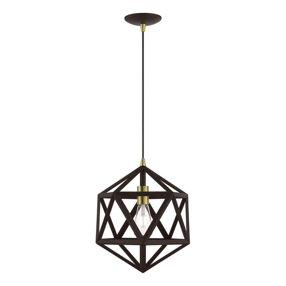 1 Light Bronze with Antique Brass Accents Pendant