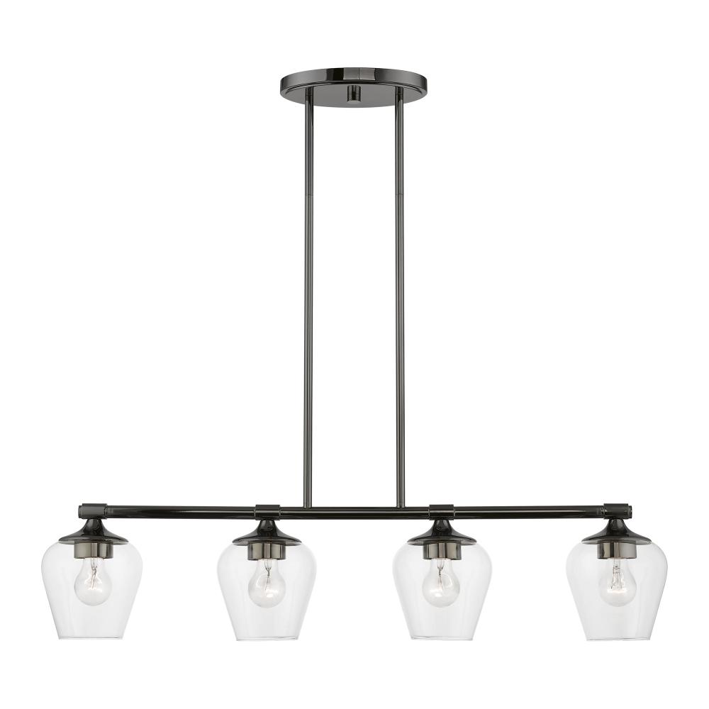 4 Light Black Chrome Linear Chandelier