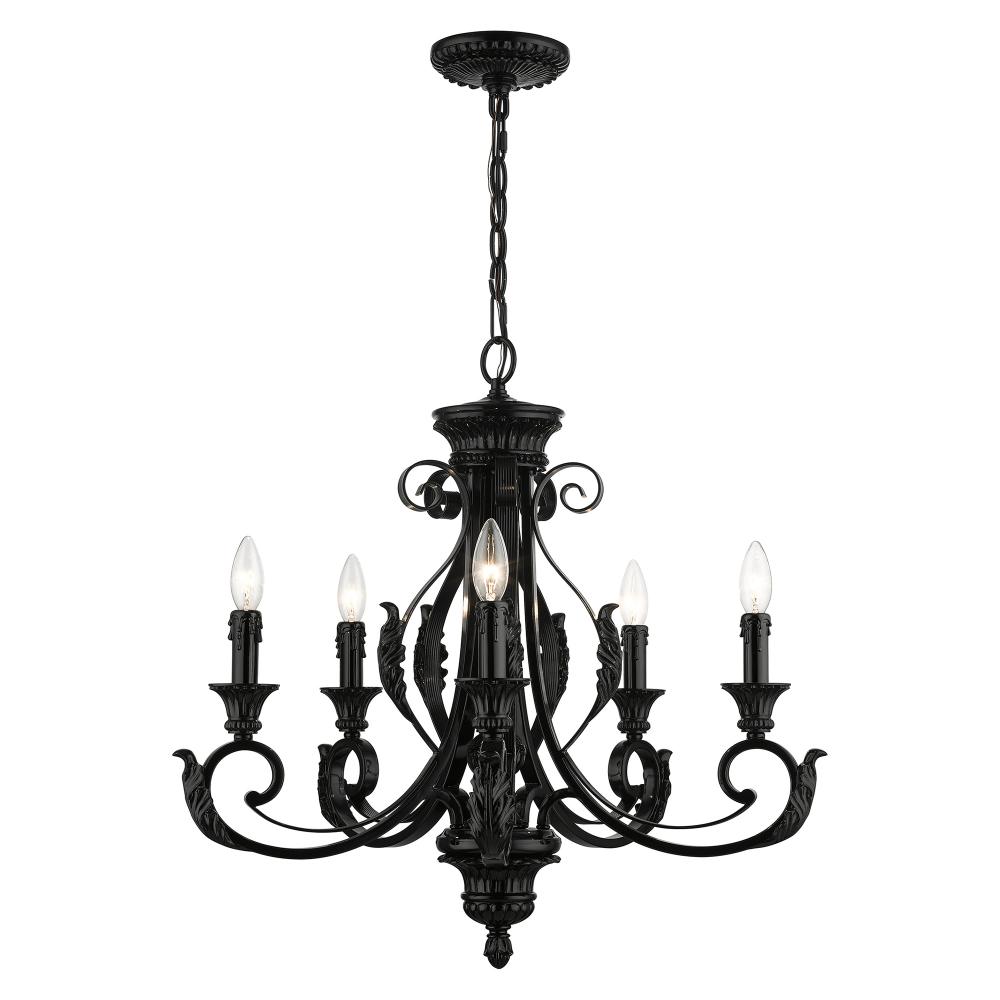 5 Light Shiny Black Chandelier