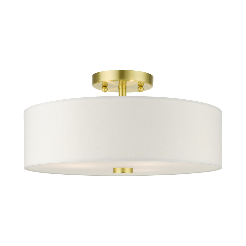 3 Lt Satin Brass Semi Flush