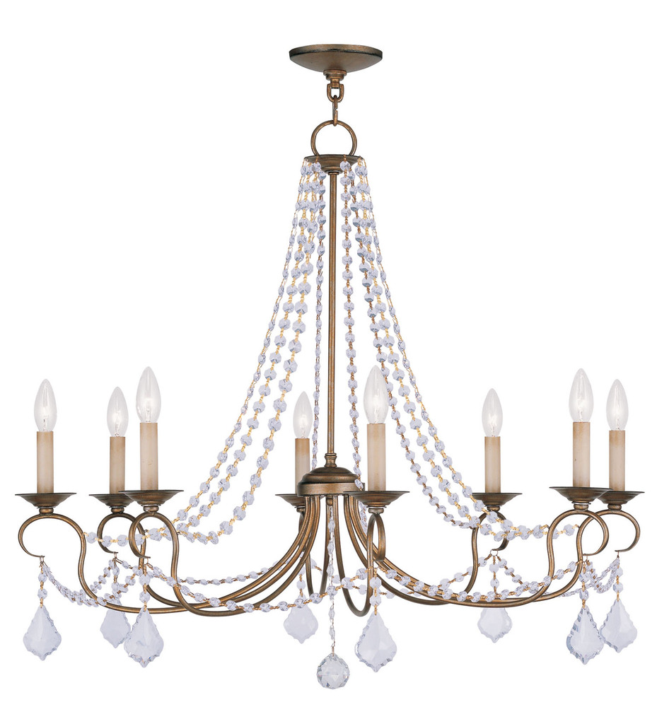 8 Light Antique Gold Leaf Chandelier