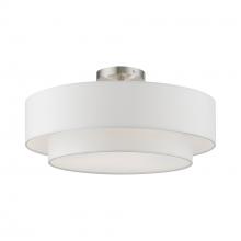 Livex Lighting 47154-91 - 3 Light Brushed Nickel Semi-Flush