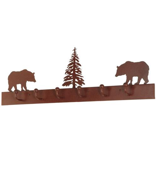 36"L Bear on the Loose 6 Hooks Coat Rack