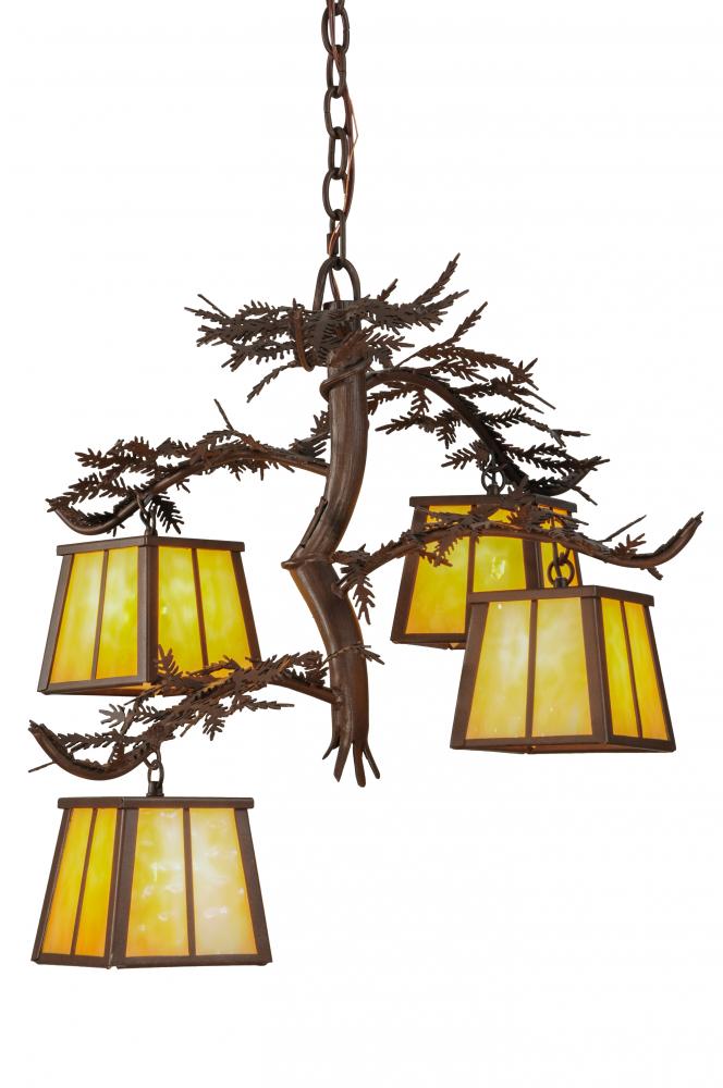 28"W Pine Branch 4 LT Chandelier