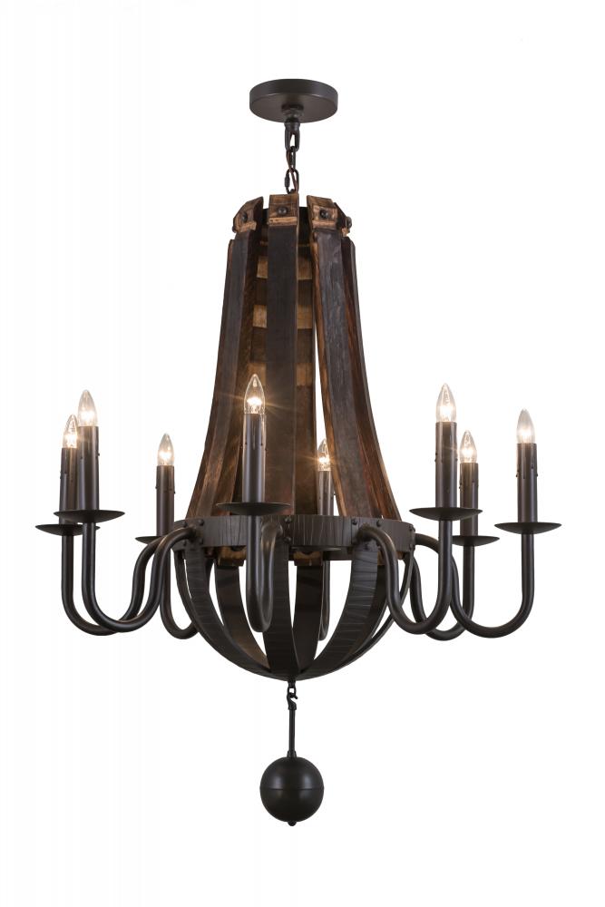 36" Wide Barrel Stave Madera 8 Light Chandelier