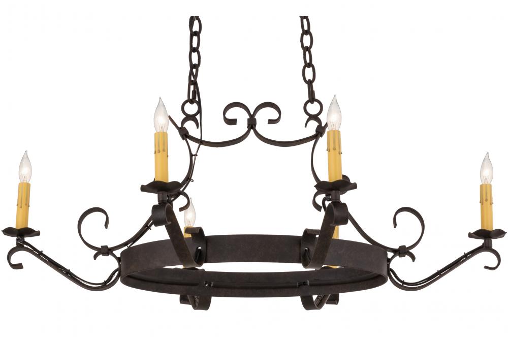 38"L Handforged 6 LT Oval Chandelier