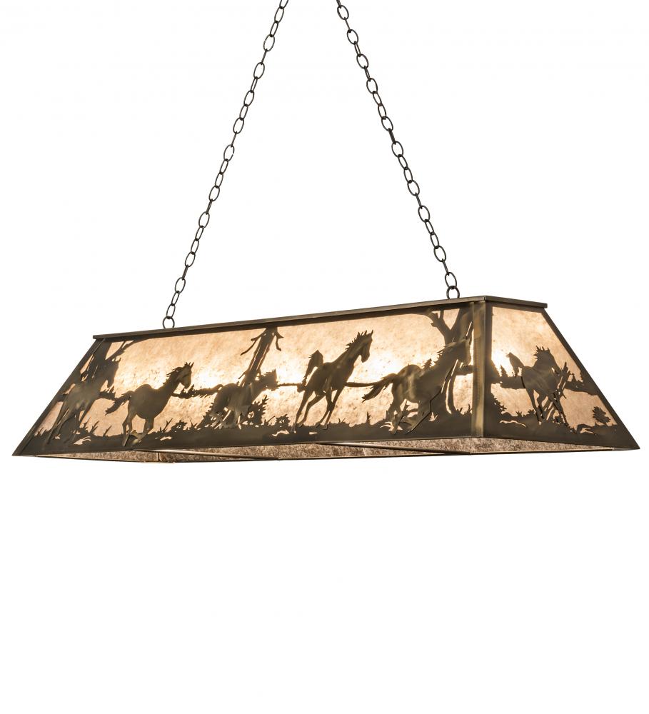 60" Long Running Horses Oblong Pendant