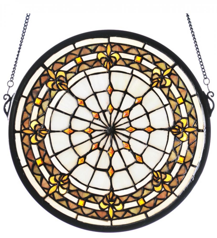 13" Round Fleur-de-Lis Medallion Stained Glass Window