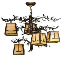 Meyda Blue 134055 - 29"W Pine Branch Valley View 5 LT Chandelier