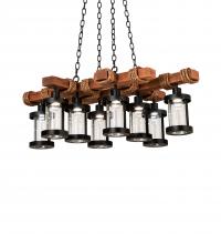 Meyda Blue 237422 - 42" Long Wood Beam 8 Light Chandelier