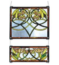 Meyda Blue 27233 - 21"W X 26"H Waterlily 2 -Piece Stained Glass Window