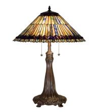 Meyda Blue 27562 - 27"H Tiffany Jeweled Peacock Table Lamp.602