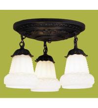 Meyda Blue 30543 - 12" Wide White Puffy Rose 3 Light Semi-Flushmount