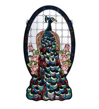 Meyda Blue 67135 - 20"W X 38"H Peacock Profile Stained Glass Window