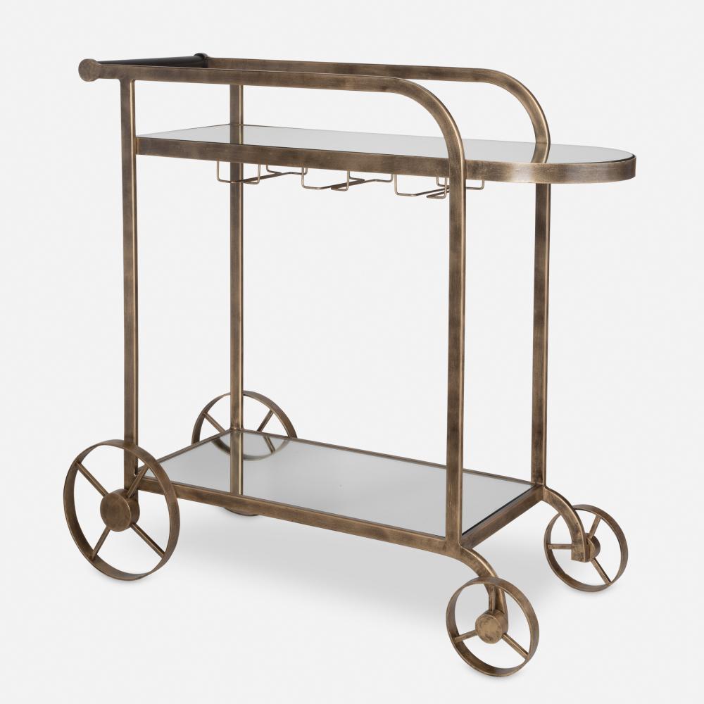 Uttermost Carrinho Antique Brass Bar Cart