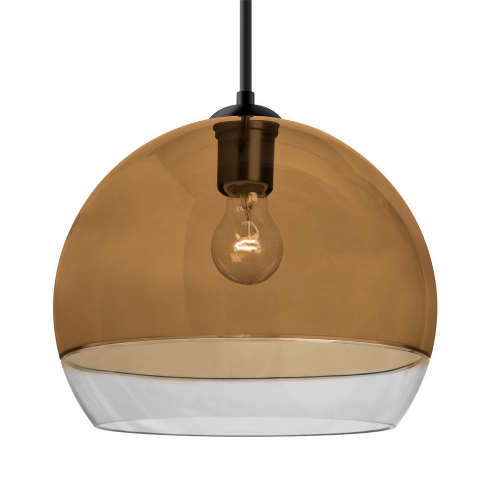 Besa, Ally 12 Cord Pendant, Amber/Clear, Black Finish, 1x60W MAX E26 Base