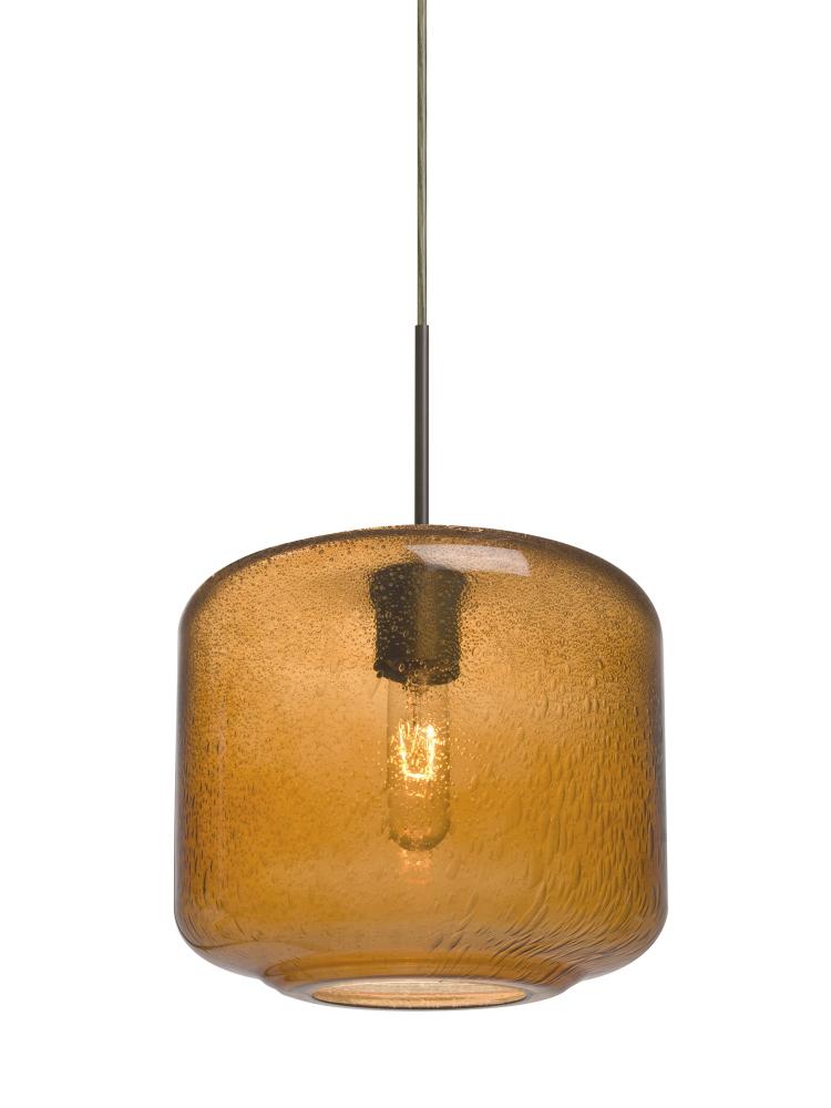 Besa Niles 10 Pendant, Amber Bubble, Bronze Finish, 1x60W Medium Base T10