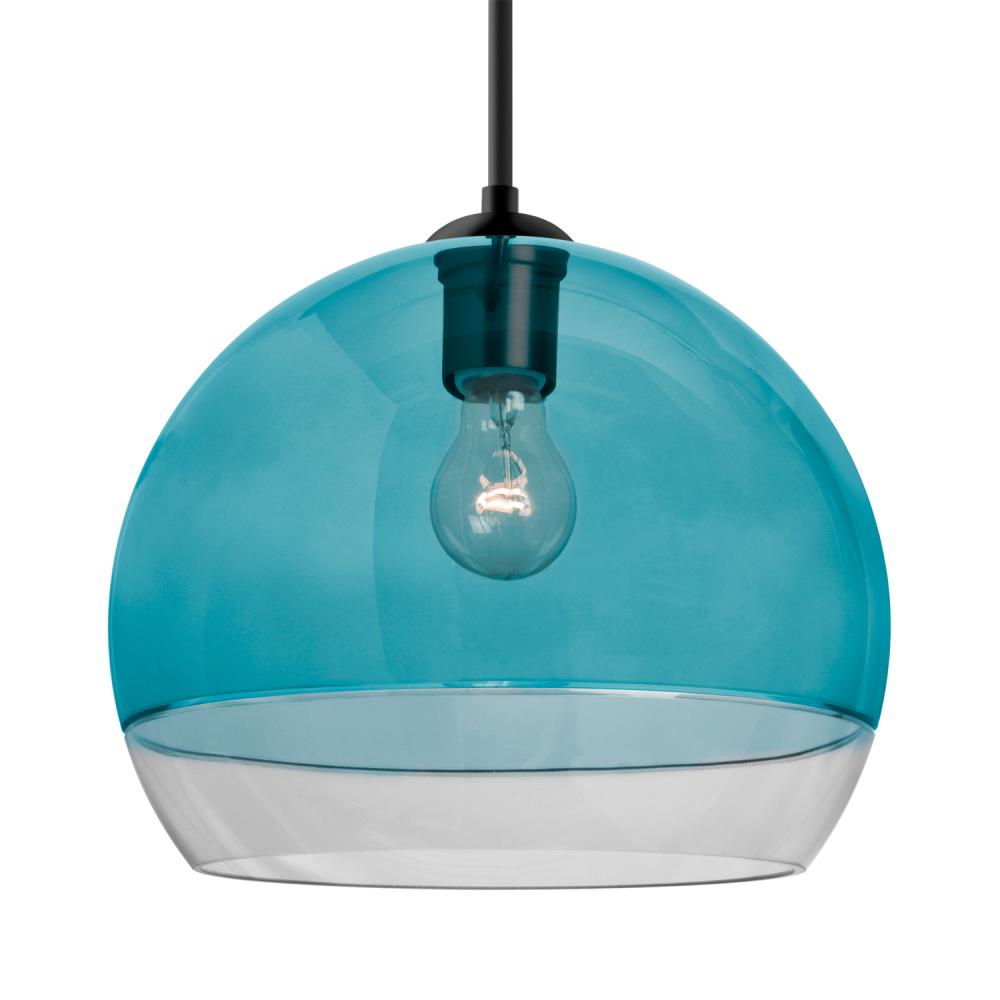 Besa, Ally 12 Cord Pendant, Coral Blue/Clear, Black Finish, 1x60W MAX E26 Base