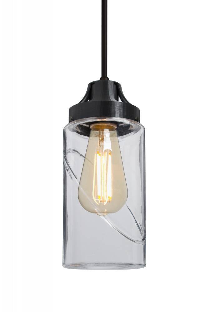 Besa, Blink Cord Pendant, Clear, Black Finish, 1x4W LED Filament