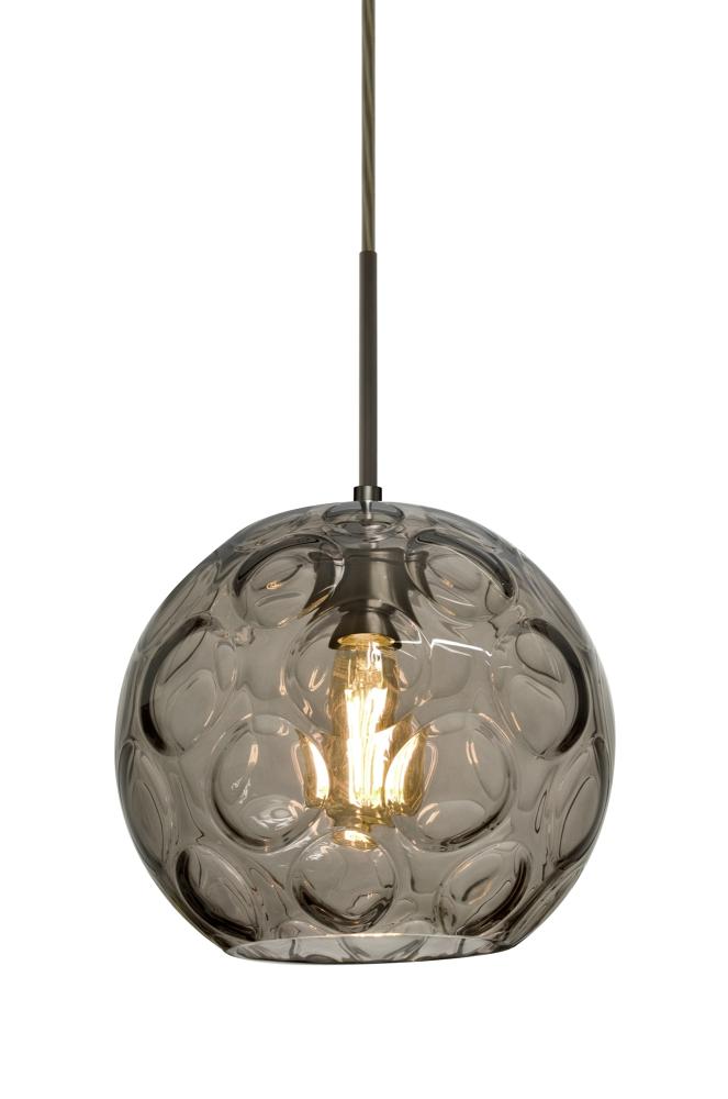 Besa Bombay Cord Pendant, Smoke, Bronze Finish, 1x8W LED Filament