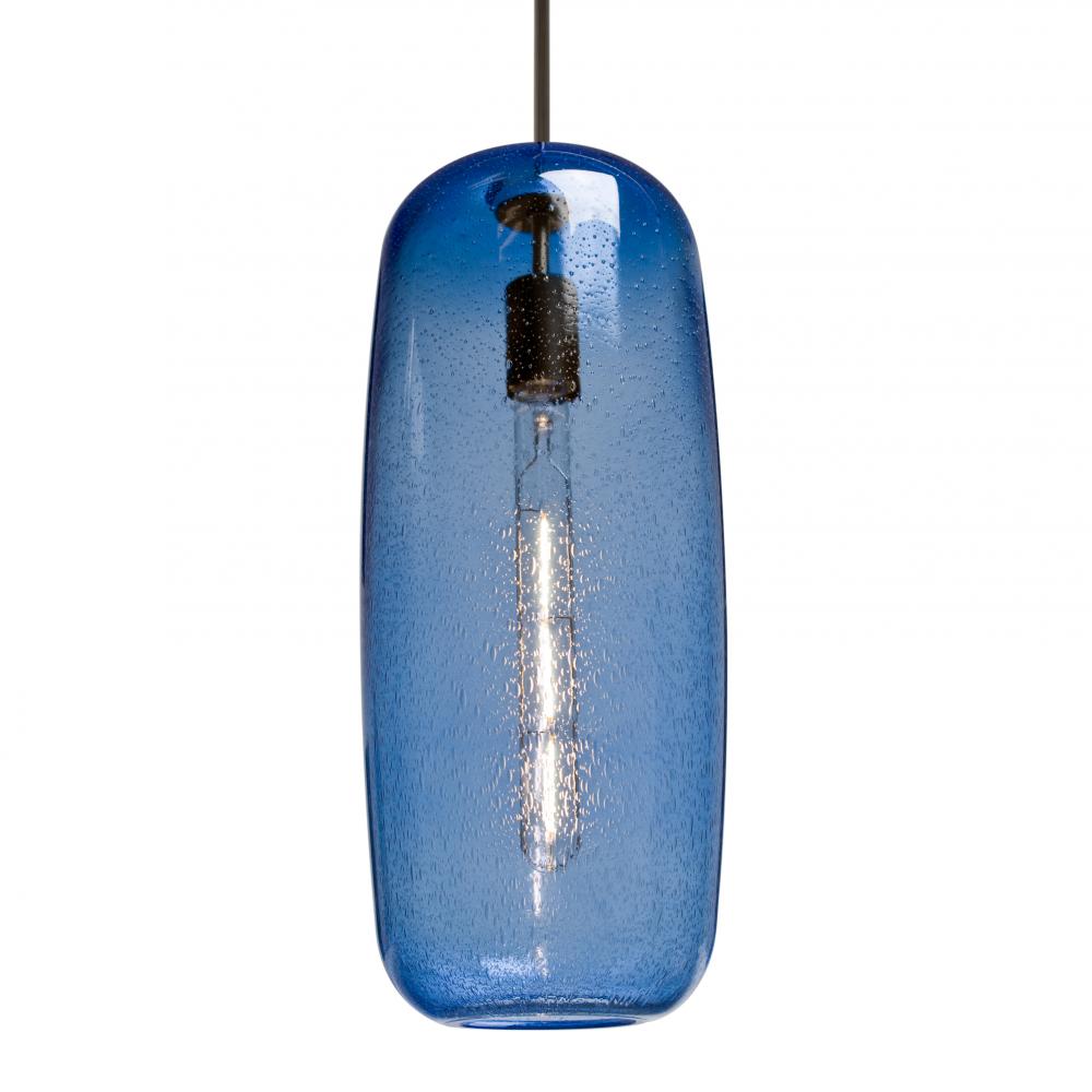 Besa, Pinot 18 Cord Pendant, Blue Bubble, Bronze FInish 1x40W LED Filament