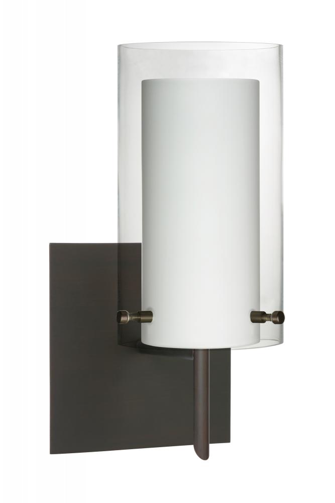 Besa Pahu 4 Wall With SQ Canopy 1SW Clear/Opal Bronze 1x5W LED