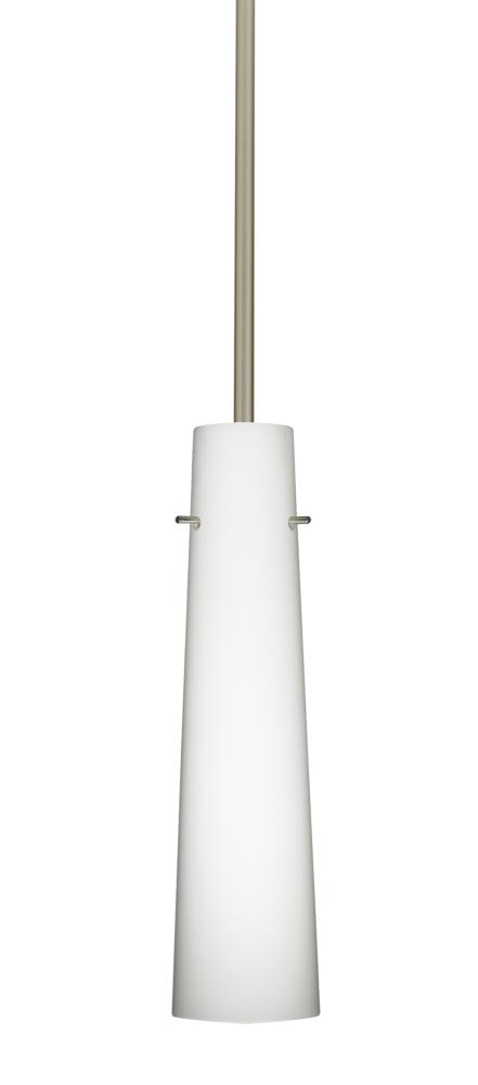 Besa Camino Stem Pendant Satin Nickel Opal Matte 1x40W Halogen