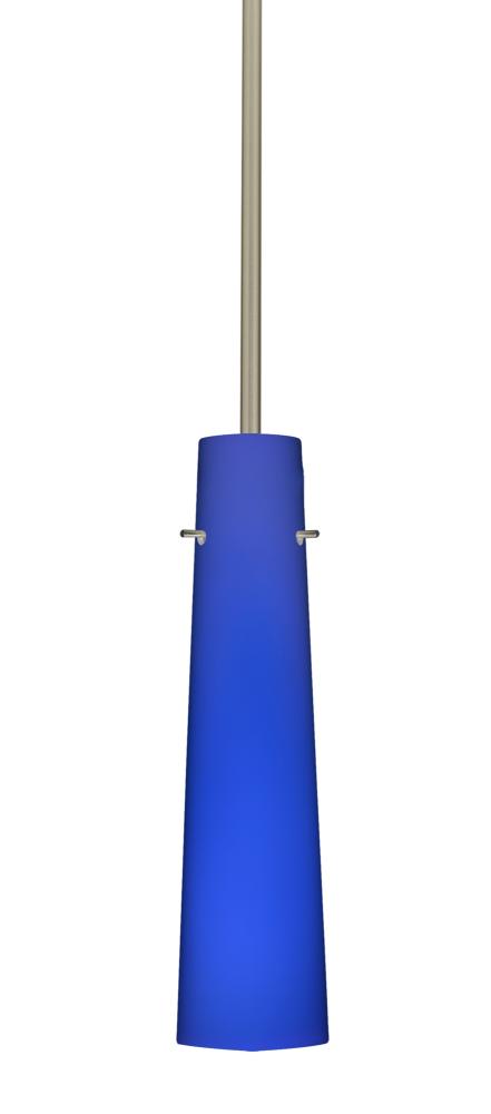 Besa Camino Stem Pendant Satin Nickel Cobalt Blue Matte 1x40W Halogen