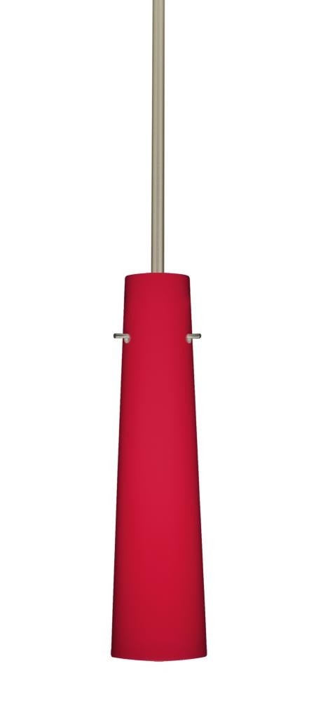 Besa Camino Stem Pendant Satin Nickel Ruby Matte 1x5W LED, 15Ft. Cord