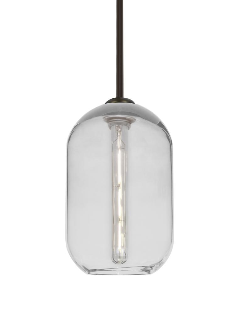 Besa, Omega 12 Stem Pendant, Clear, Bronze Finish, 1x4W LED Filament