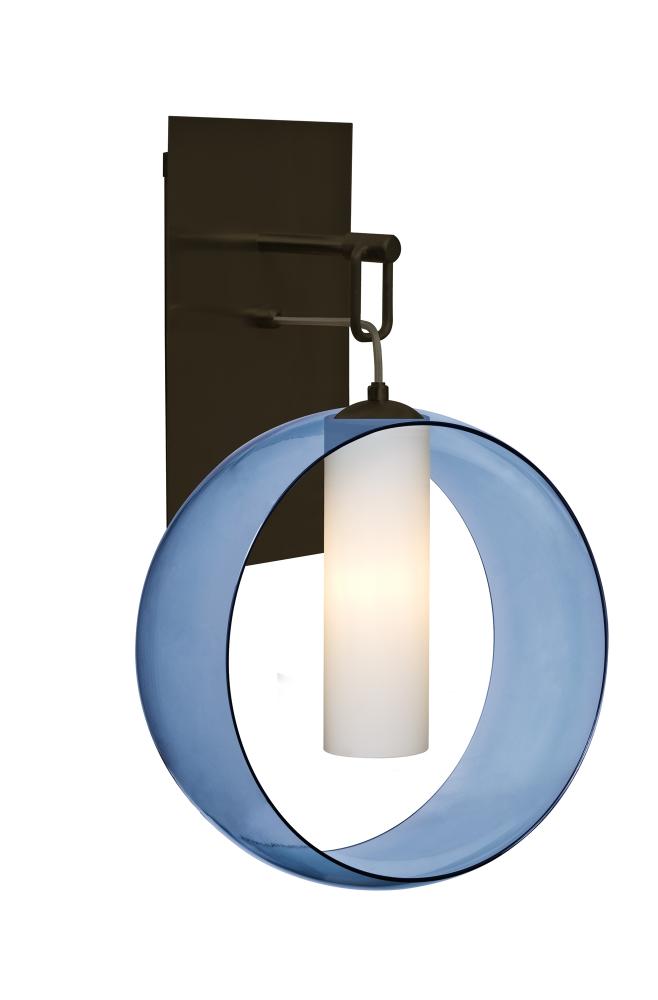 Besa, Plato Wall Pendant, Blue/Opal, Bronze Finish, 1x60W Medium Base