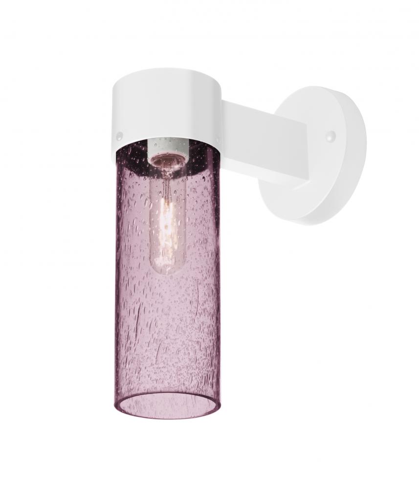 Besa, Juni 10 Outdoor Sconce, Plum Bubble, White Finish, 1x60W Medium Base