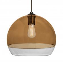 Besa Lighting 1JC-ALLY12AM-EDIL-BR - Besa, Ally 12 Cord Pendant, Amber/Clear, Bronze Finish, 1x5W LED Filament