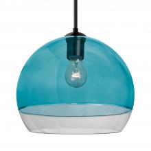 Besa Lighting 1JC-ALLY12BL-BK - Besa, Ally 12 Cord Pendant, Coral Blue/Clear, Black Finish, 1x60W MAX E26 Base