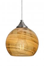 Besa Lighting 1JC-JILLYAM-EDIL-SN - Besa, Jilly Cord Pendant, Vapor Amber, Satin Nickel Finish, 1x5W LED Filament