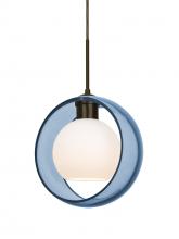 Besa Lighting 1JC-MANABL-LED-BR - Besa Mana Pendant, Blue/Opal, Bronze Finish, 1x9W LED