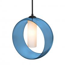 Besa Lighting 1JC-PLATOBL-BK - Besa, Plato Cord Pendant, Blue/Opal, Black Finish, 1x60W MAX E26 Base