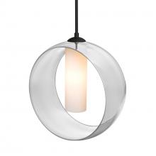 Besa Lighting 1JC-PLATOCL-BK - Besa, Plato Cord Pendant, Clear/Opal, Black Finish, 1x60W MAX E26 Base