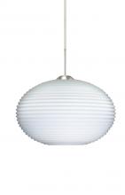 Besa Lighting 1JT-491207-SN - Besa Pendant Pape 10 Satin Nickel Opal Ribbed 1x75W Medium Base