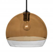 Besa Lighting 1JT-ALLY12AM-BK - Besa, Ally 12 Cord Pendant, Amber/Clear, Black Finish, 1x60W MAX E26 Base