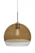 Besa Lighting 1JT-ALLY12AM-EDIL-SN - Besa, Ally 12 Cord Pendant, Amber/Clear, Satin Nickel Finish, 1x5W LED Filament