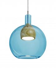 Besa Lighting 1JT-BENJIBLMD-LED-SN - Besa, Benji Cord Pendant, Blue/Medium, Satin Nickel Finish, 1x9W LED