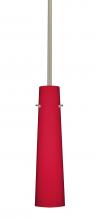 Besa Lighting 1TT-5674RM-LED-SN-L - Besa Camino Stem Pendant Satin Nickel Ruby Matte 1x5W LED, 15Ft. Cord