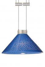 Besa Lighting 1XA-282484-SN - Besa Pendant Kona Satin Nickel Blue Starpoint 1x50W Halogen